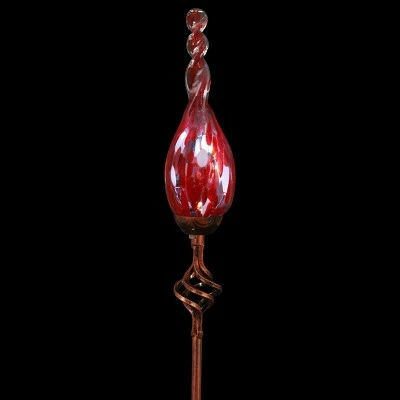 Exhart 36" Glass Solar Flame Stake Red 11 Exhart 36" Glass Solar Flame Stake Red - Image 10