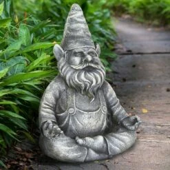 Large Resin Gnamaste Gnome Statue Gray - Exhart
