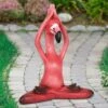 15.94" Metal Yoga Flamingo with Raised Hands Statue Pink - Exhart -Cheap Garden Decor Store unnamed file 3637