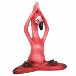 15.94" Metal Yoga Flamingo with Raised Hands Statue Pink - Exhart -Cheap Garden Decor Store unnamed file 3643