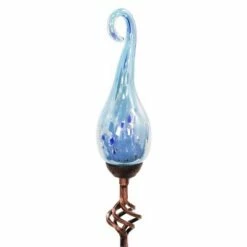 Pearlized Glass Solar Flame Stake Light Light Blue - Exhart -Cheap Garden Decor Store unnamed file 3652