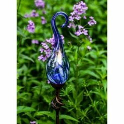 Pearlized Glass Solar Flame Stake Light Light Blue - Exhart -Cheap Garden Decor Store unnamed file 3655