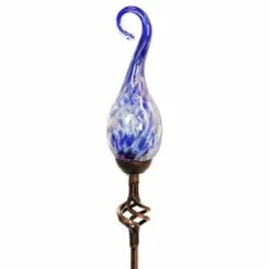 36" Metal Solar Pearlized Glass Flame Stake Blue - Exhart -Cheap Garden Decor Store unnamed file 3668