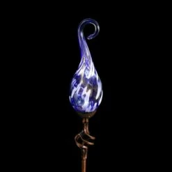 36" Metal Solar Pearlized Glass Flame Stake Blue - Exhart -Cheap Garden Decor Store unnamed file 3670