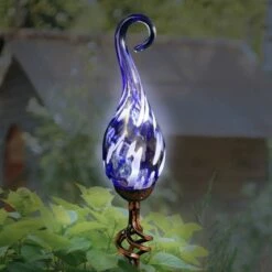 36" Metal Solar Pearlized Glass Flame Stake Blue - Exhart -Cheap Garden Decor Store unnamed file 3671