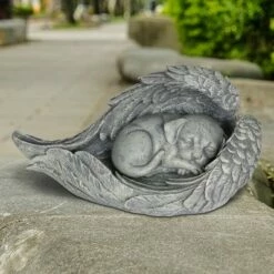 6.3" Resin Dog In Angel Wings Statue - Exhart