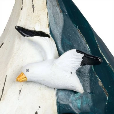 7.99" Resin Sail Boat Bird House Blue/White - Exhart 5 7.99" Resin Sail Boat Bird House Blue/White - Exhart - Image 3