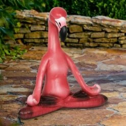 Resin Yoga Flamingo in Lotus - Exhart