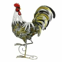 24.88" Metal Rooster Statue White/Gold - Exhart 12 24.88" Metal Rooster Statue White/Gold - Exhart -Cheap Garden Decor Store unnamed file 3769