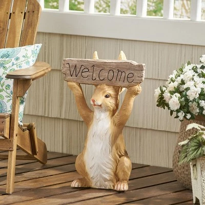 23.75" Concrete Corneu Outdoor Rabbit Garden Statue - White and Brown - Christopher Knight Home 3 23.75" Concrete Corneu Outdoor Rabbit Garden Statue - White and Brown - Christopher Knight Home