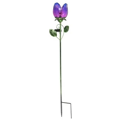 35.8" Metal and Glass Solar Flower Stake Purple - Exhart 12 35.8" Metal and Glass Solar Flower Stake Purple - Exhart - Image 10