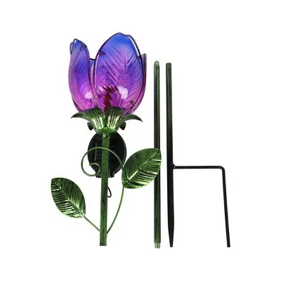 35.8" Metal and Glass Solar Flower Stake Purple - Exhart 13 35.8" Metal and Glass Solar Flower Stake Purple - Exhart - Image 11