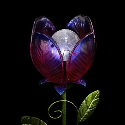 35.8" Metal and Glass Solar Flower Stake Purple - Exhart 14 35.8" Metal and Glass Solar Flower Stake Purple - Exhart - Image 12