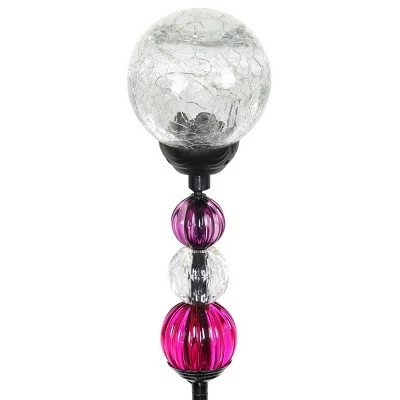 29.5" Solar Crackle Glass Ball and Bead Stake - Exhart 8 29.5" Solar Crackle Glass Ball and Bead Stake - Exhart - Image 6