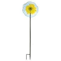 Evergreen Flag Beautiful Yellow Art Glass Flower Garden Stake - 10 x 10 x 40 Inches -Cheap Garden Decor Store unnamed file 3833