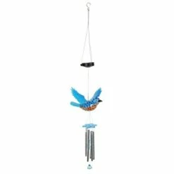 9.25" Metal and Plastic Solar Bird Fluttering Wings Wind Chime Blue - Exhart -Cheap Garden Decor Store unnamed file 3845