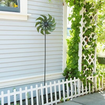 Alpine Corporation 72" Metal Windmill Garden Stake Green 3 Alpine Corporation 72" Metal Windmill Garden Stake Green