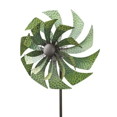 Alpine Corporation 72" Metal Windmill Garden Stake Green 4 Alpine Corporation 72" Metal Windmill Garden Stake Green - Image 2