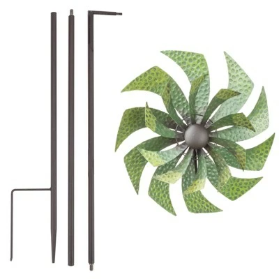 Alpine Corporation 72" Metal Windmill Garden Stake Green 6 Alpine Corporation 72" Metal Windmill Garden Stake Green - Image 4