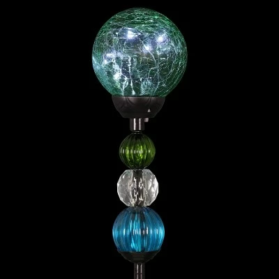 29.5" Crackle Glass Solar Ball and Bead Stake Green - Exhart 9 29.5" Crackle Glass Solar Ball and Bead Stake Green - Exhart - Image 7