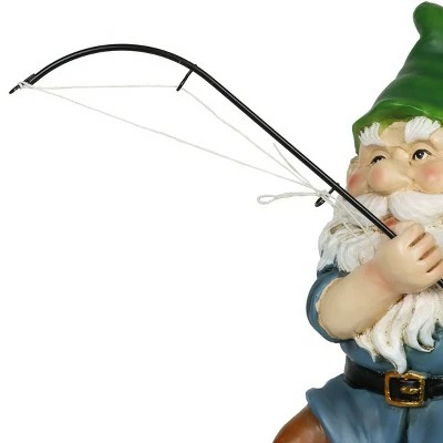 11.22" Resin Fishing Frankie Gnome Statue - Exhart 6 11.22" Resin Fishing Frankie Gnome Statue - Exhart - Image 4
