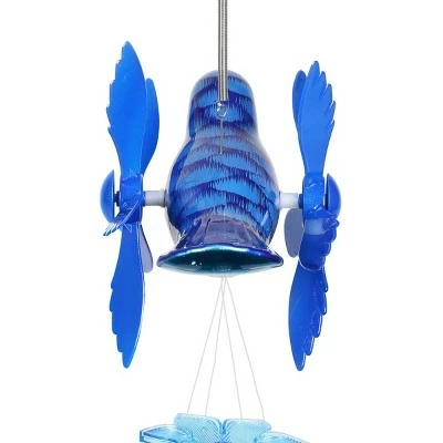 24" Metal Bird Spinning Wings Wind Chime Blue - Exhart 7 24" Metal Bird Spinning Wings Wind Chime Blue - Exhart - Image 5