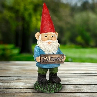 13" Resin Gilbert the Go Away Sign Gnome - Exhart 9 13" Resin Gilbert the Go Away Sign Gnome - Exhart - Image 7