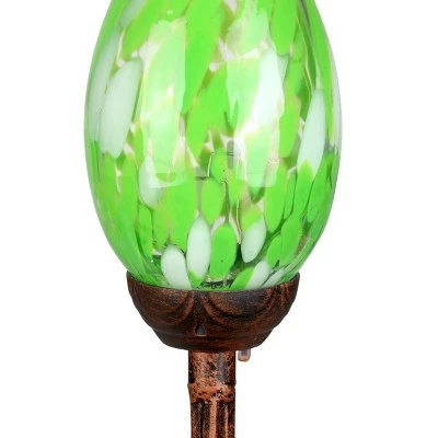 48" Pearlized Glass Solar Flame Stake Green - Exhart 4 48" Pearlized Glass Solar Flame Stake Green - Exhart - Image 3