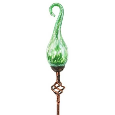 48" Pearlized Glass Solar Flame Stake Green - Exhart 10 48" Pearlized Glass Solar Flame Stake Green - Exhart - Image 9