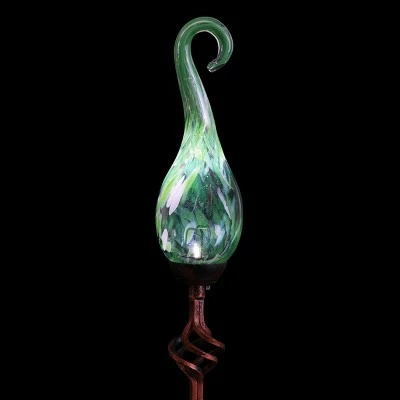 48" Pearlized Glass Solar Flame Stake Green - Exhart 11 48" Pearlized Glass Solar Flame Stake Green - Exhart - Image 10
