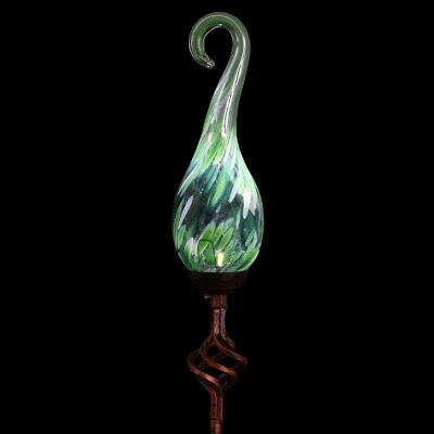 48" Pearlized Glass Solar Flame Stake Green - Exhart 12 48" Pearlized Glass Solar Flame Stake Green - Exhart - Image 11