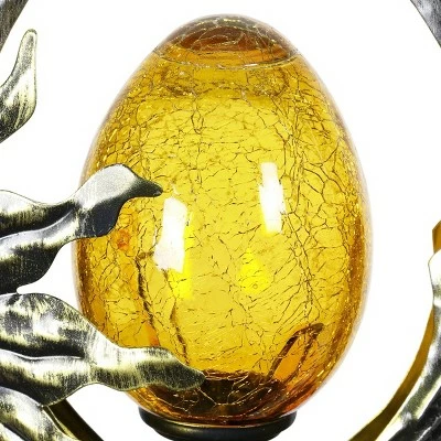 38" Resin Solar Teardrop Garden Stake With Amber Glass Silver - Exhart 6 38" Resin Solar Teardrop Garden Stake With Amber Glass Silver - Exhart - Image 4