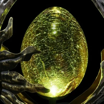 38" Resin Solar Teardrop Garden Stake With Amber Glass Silver - Exhart 7 38" Resin Solar Teardrop Garden Stake With Amber Glass Silver - Exhart - Image 5