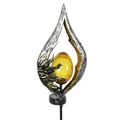 38" Resin Solar Teardrop Garden Stake With Amber Glass Silver - Exhart 10 38" Resin Solar Teardrop Garden Stake With Amber Glass Silver - Exhart - Image 8