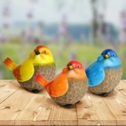 Set of 3 Resin Bird Statue Orange/Blue/Yellow - Exhart