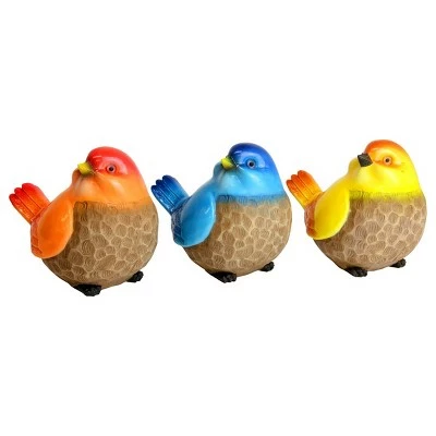 Set of 3 Resin Bird Statue Orange/Blue/Yellow - Exhart 5 Set of 3 Resin Bird Statue Orange/Blue/Yellow - Exhart - Image 3