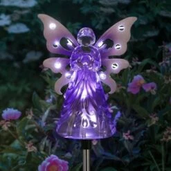 33.85" Acrylic Solar Angel Stake Purple - Exhart