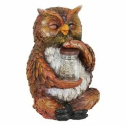 9.84" Glass and Resin Solar Garden Owl with LED Firefly Jar - Exhart -Cheap Garden Decor Store unnamed file 4062
