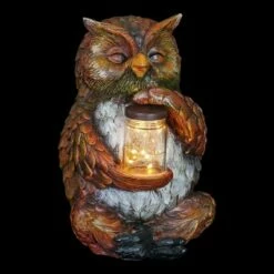 9.84" Glass and Resin Solar Garden Owl with LED Firefly Jar - Exhart -Cheap Garden Decor Store unnamed file 4066