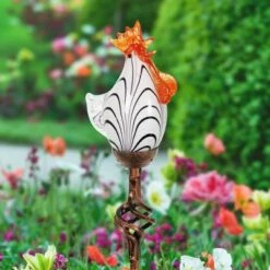 29.13" Metal and Glass Solar Pink Rooster Stake Pink - Exhart 16 29.13" Metal and Glass Solar Pink Rooster Stake Pink - Exhart -Cheap Garden Decor Store unnamed file 4074