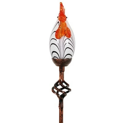 29.13" Metal and Glass Solar Pink Rooster Stake Pink - Exhart 12 29.13" Metal and Glass Solar Pink Rooster Stake Pink - Exhart - Image 10