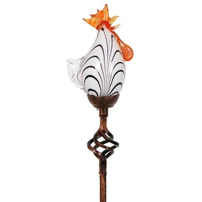 29.13" Metal and Glass Solar Pink Rooster Stake Pink - Exhart 13 29.13" Metal and Glass Solar Pink Rooster Stake Pink - Exhart - Image 11