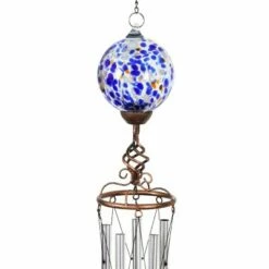 46.25" Solar Metal and Glass Ball Wind Chime Blue - Exhart -Cheap Garden Decor Store unnamed file 4091