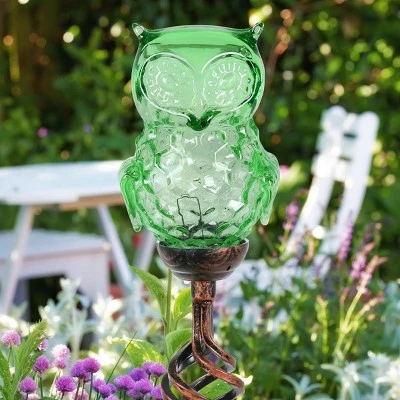 42" Solar Resin/Glass Owl Garden Stake Green - Exhart 3 42" Solar Resin/Glass Owl Garden Stake Green - Exhart - Image 2
