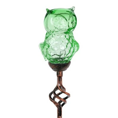 42" Solar Resin/Glass Owl Garden Stake Green - Exhart 10 42" Solar Resin/Glass Owl Garden Stake Green - Exhart - Image 9