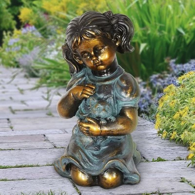 10.24" Resin Girl and Kitten Statue Bronze - Exhart 3 10.24" Resin Girl and Kitten Statue Bronze - Exhart