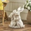 17.75" Concrete Intrare Outdoor Rabbit Couple Garden Statue - White - Christopher Knight Home -Cheap Garden Decor Store unnamed file 418