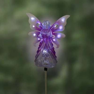 39.25" Metal Angel Solar Stake Purple - Exhart 3 39.25" Metal Angel Solar Stake Purple - Exhart