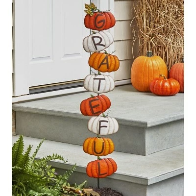 The Lakeside Collection Lakeside Stacked Pumpkins Grateful Garden Stake Greetings Sentiment Sign 3 The Lakeside Collection Lakeside Stacked Pumpkins Grateful Garden Stake Greetings Sentiment Sign