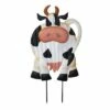 Backyard Expressions 24" Metal Cow Garden Stake White/Tan/Black